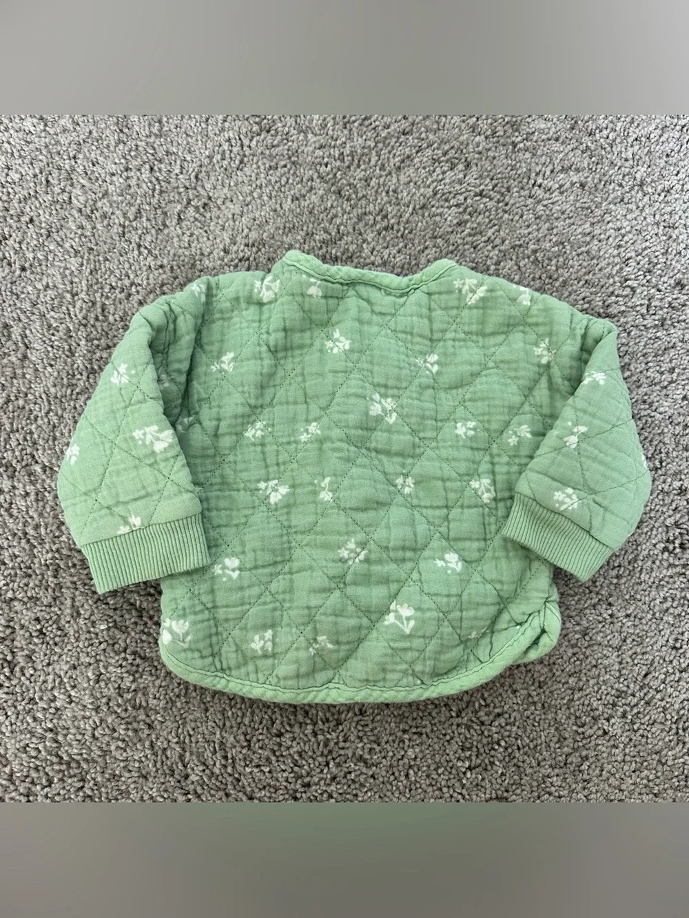 Baby Girls' Green Floral Diamond Quilted Denim Jacket by Cat & Jack